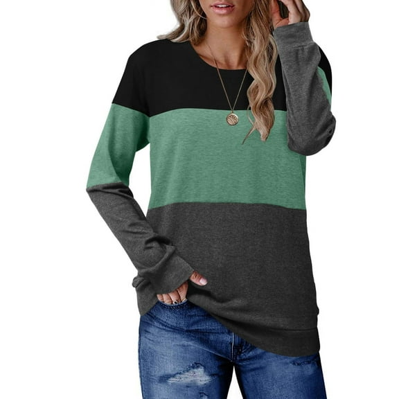 ONLYSHE Women Long Sleeve Tunic Top Casual Basic Pullover Sweatshirt Loose Fit Crewneck T Shirt