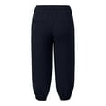 thumbnail image 4 of PMVFHDE Women's Casual Solid Color Joggers Capri Length Elastic Waist with Pockets Athletic Sport Pants Navy,XXL, 4 of 5