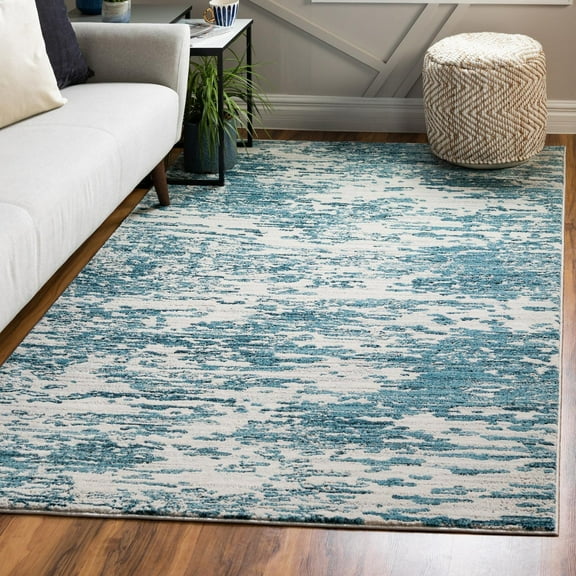 Unique Loom Oasis Collection Area Rug - Water (5' x 8' Rectangle Blue/Navy Blue)