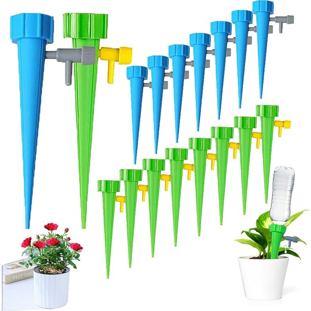 Kit de riego por goteo de 15 piezas, botella de goteo, riego automático de plantas Riego por goteo con válvulas de control Flujo de agua ajustable, para regar plantas esquí esquí Gafas de esquí