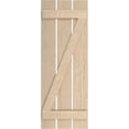 thumbnail image 2 of Ekena Millwork 17 1/2"W x 58"H Rustic Three Board Spaced Board-n-Batten Sandblasted Faux Wood Shutters w/Z-Board (Per Pair), Primed Tan, 2 of 10