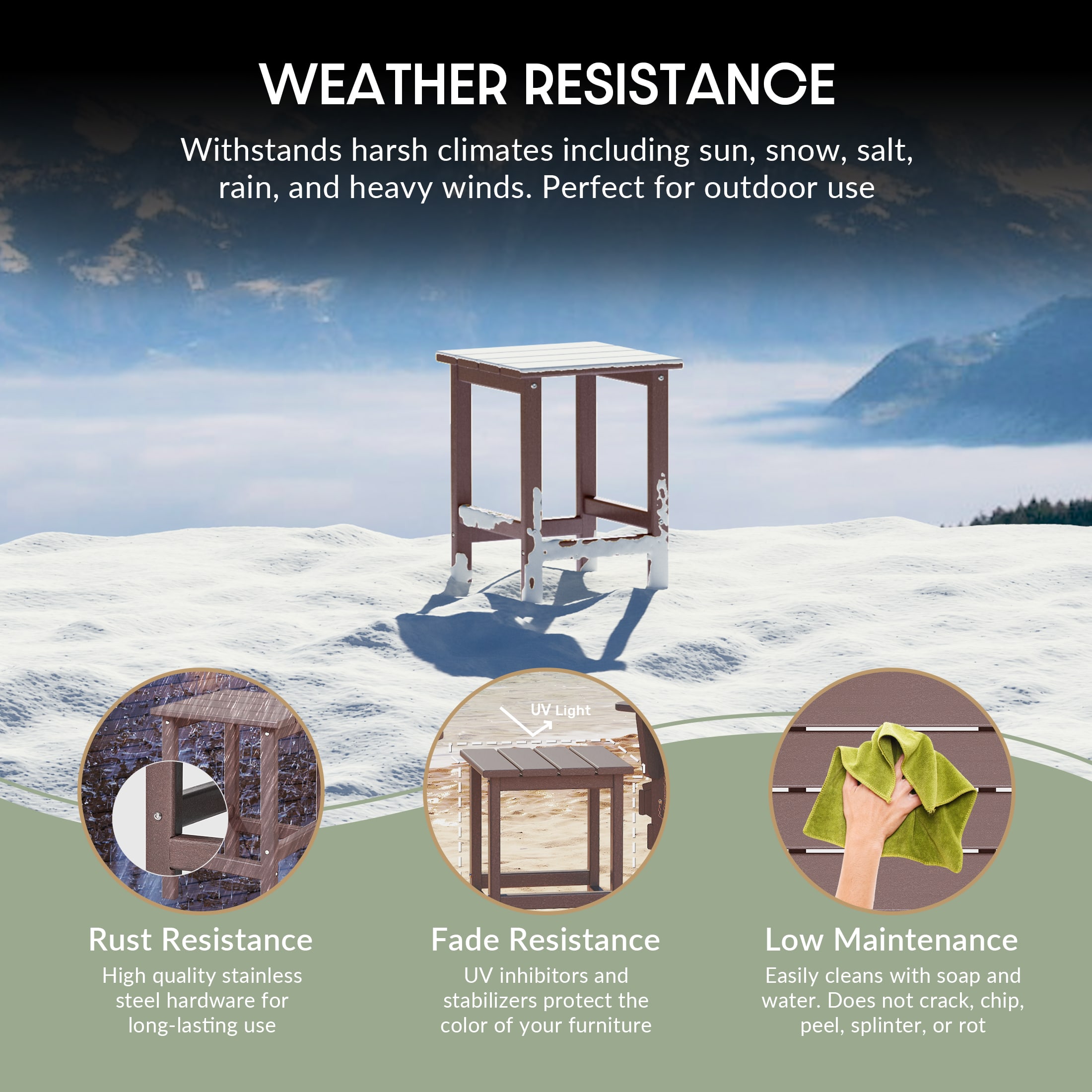 WestinTrends Malibu 3 Piece Outdoor Rocking Chair Set, All Weather Poly Lumber Porch Patio Adirondack Rocking Chair Set of 2 with Side Table, Dark Brown, 2 person, Polyethylene, Plastic