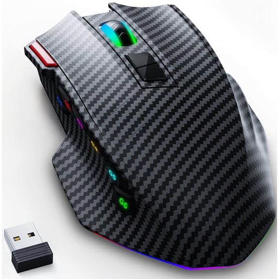 Wireless Gaming Mouse, Tri-Mode 2.4GHz Bluetooth USB-C Wired, 25600 DPI, 1000Hz, 12 Programmable Buttons, Rechargeable RGB Ergonomic PC Gaming Mouse