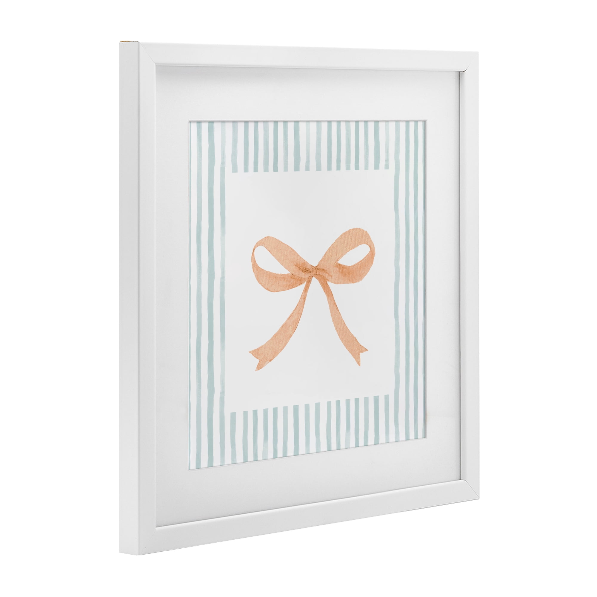 Stupell Industries Orange Bow with Stripe Border White Framed Print Under Glass, design by Patricia Pinto
