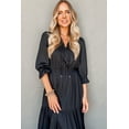 thumbnail image 7 of Women's Black Flounced Sleeve V Neck Maxi Dress – Elegant Tiered Design for Spring Outings | XL, 7 of 7