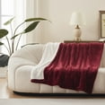 thumbnail image 2 of Westinghouse Flannel to Sherpa Electric Heated Blanket Throw 50x60", 6 Heating Levels & 2-10 Hours Auto Shut off Setting, Reversible Heated Throw, Red Burgundy, 2 of 8