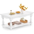 thumbnail image 3 of Homieasy Coffee Table, 2-Tier Farmhouse Coffee Table with Storage for Living Room, White, 3 of 8