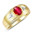 thumbnail image 3 of RYLOS Men's Rings Yellow Gold Plated Silver Classic 8X6MM Oval Gemstone &  Diamond Ring Ruby July Birthstone Rings For Man Silver Rings Size 11, 3 of 7