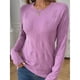 thumbnail image 4 of Suéteres de Punto para Mujer, Estilo Pullover, Larga, Moda Otoño Violeta XL, 4 of 10