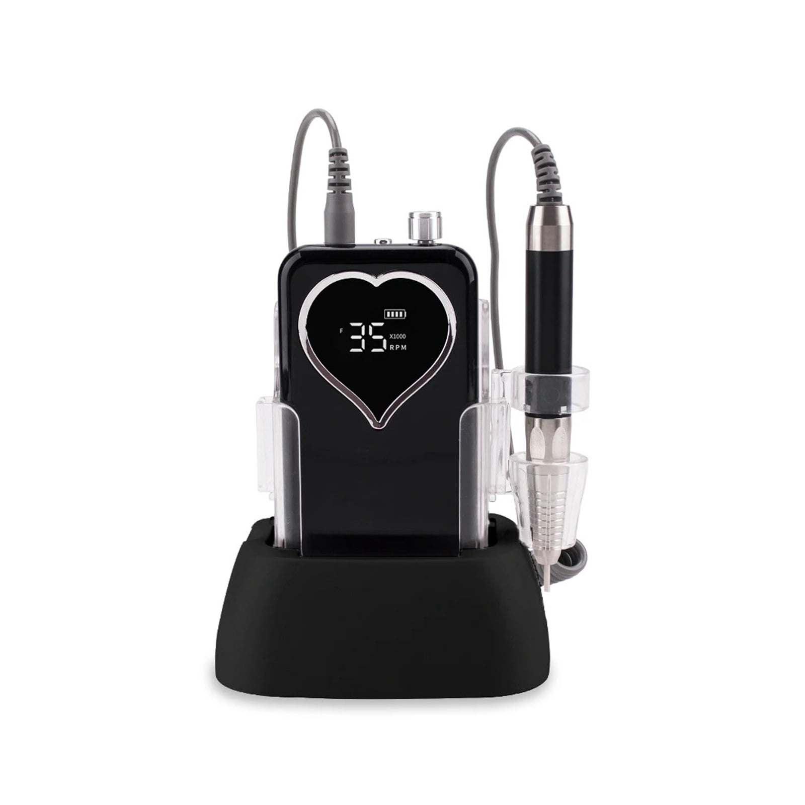 Classical Black Rechargeable Nail Drill Machine Nail Sander Manicure Tool Quiet 85w Brushless 35000rpm Cordless Drilling Base