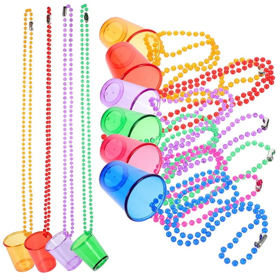 Uonlytech 24Pcs Shot Glass Necklaces Multi Plastic Beaded Design for Party Decoration