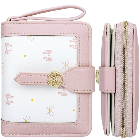 Farcauo Womens Wallet Cute Small Wallets for Women Pink Coquette Bow Women's Wallet Kawaii Card Wallets With Zipper Ladies Bow Stuff