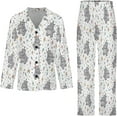 thumbnail image 4 of Top-kevin Womens Pajamas Set Cute Hippo Party Pattern Soft Long Sleeve Sleepwear Button Down Sets, 4 of 12