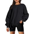 thumbnail image 2 of Sudadera Cuello Redondo Jersey Suelto Casual Estilo De Gran Tamaño Hombro Caído Top De Color Puro, 2 of 4
