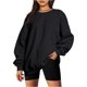 thumbnail image 2 of Sudadera Cuello Redondo Jersey Suelto Casual Estilo De Gran Tamaño Hombro Caído Top De Color Puro, 2 of 4