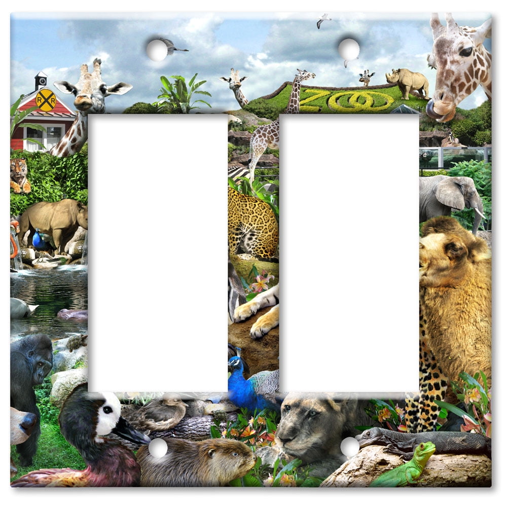 Double Gang Rocker OVERSIZE Wall Plate - Zoo Animals - Walmart.com