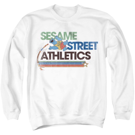 Sesame Street Street Athletics Unisex Adult Crewneck Sweatshirt, White, Medium