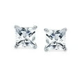 thumbnail image 2 of Bling Jewelry Womens 2CT Square Solitaire Brilliant Princess CZ Stud Earrings Sterling Silver 8MM, 2 of 5