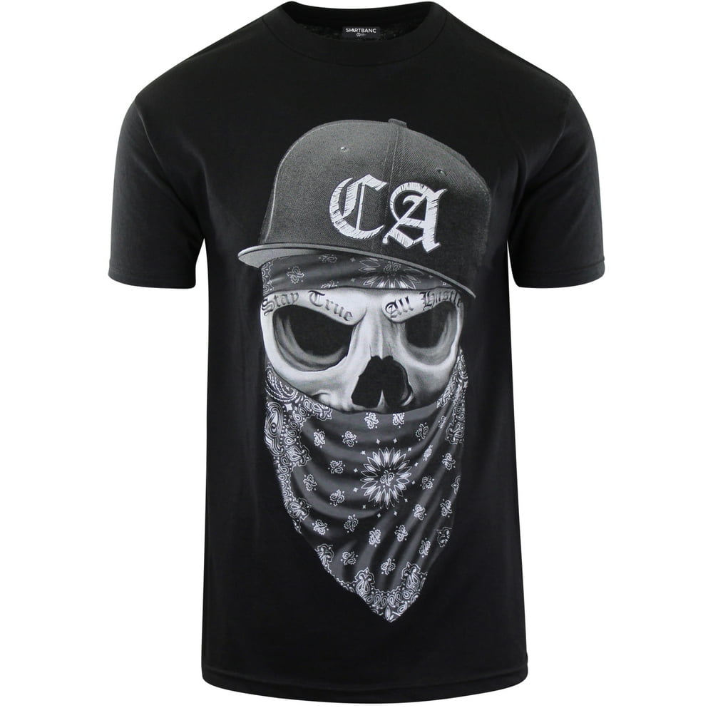 ShirtBANC ShirtBANC California Skull Mens Shirt Cali Bandana Skull Gangster