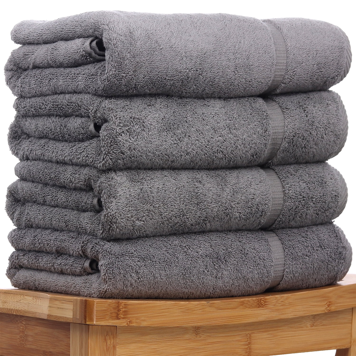 Luxury Hotel & Spa Collection Highly Absorbent, Quick Dry 100% Turkish Cotton 700 GSM, Eco Friendly Towel, for Bathroom Dobby Border Soft Bath Towel Set 27 X 54 -Gray, Bath Towels - Set of 4