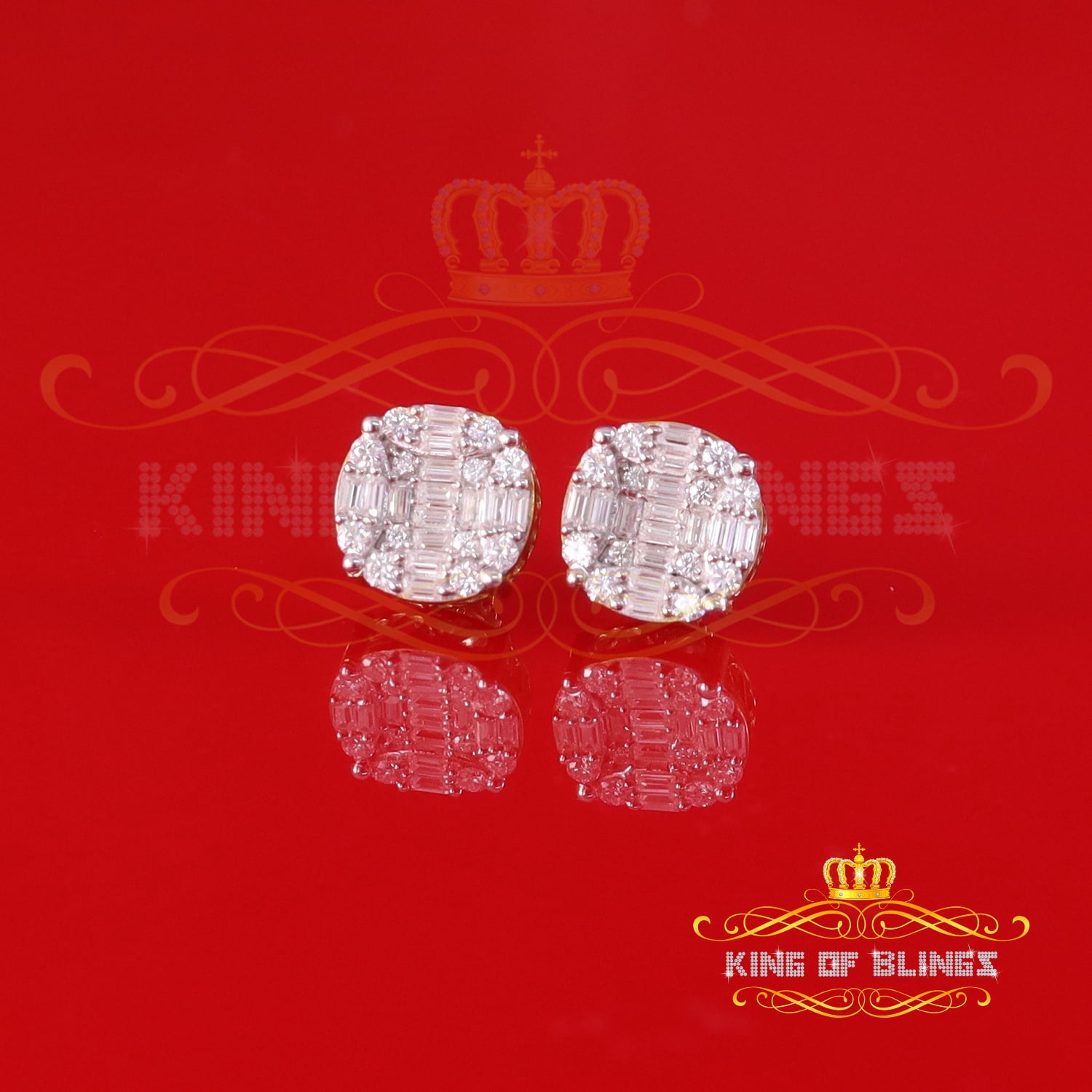 King of Bling's Men's/Womens 925 Silver Yellow 2.00ct VVS 'D' Moissanite Round Stud Earrings