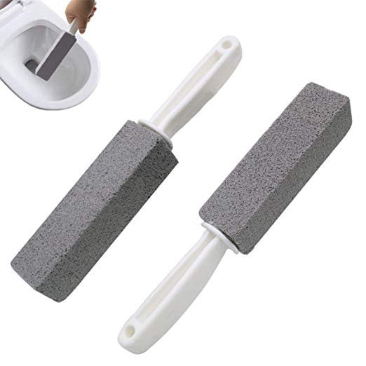 Pumice Cleaning Stone with Handle, 2pcs Toilet Bowl Ring Remover Cleaner Brush Stains and Hard Water Ring Remover Rust Grill Griddle Cleaner for Kitchen Bath Pool Household Cleaning