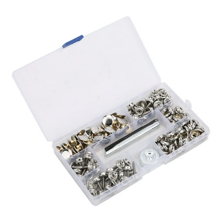 

Snap Cover Button Fastener Tool Kit - 25 Pairs of Long & Short Screws (25 Sets Long Screws + 25 Sets Short Screws) with Tools Storage Box