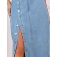 thumbnail image 5 of DARING DIVA Women's Denim Midi Skirt Button Up Slit Jean Skirts Medium Light Blue, 5 of 6