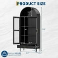 thumbnail image 2 of Senfot 73" Tall Arched Metal Storage Cabinet, Kitchen Pantry with Glass Doors, Modern Farmhouse Bookshelf, 2 Adjustable Shelves & Drawer, Freestanding Display Cabinet for Living,Dining Room, Black, 2 of 9