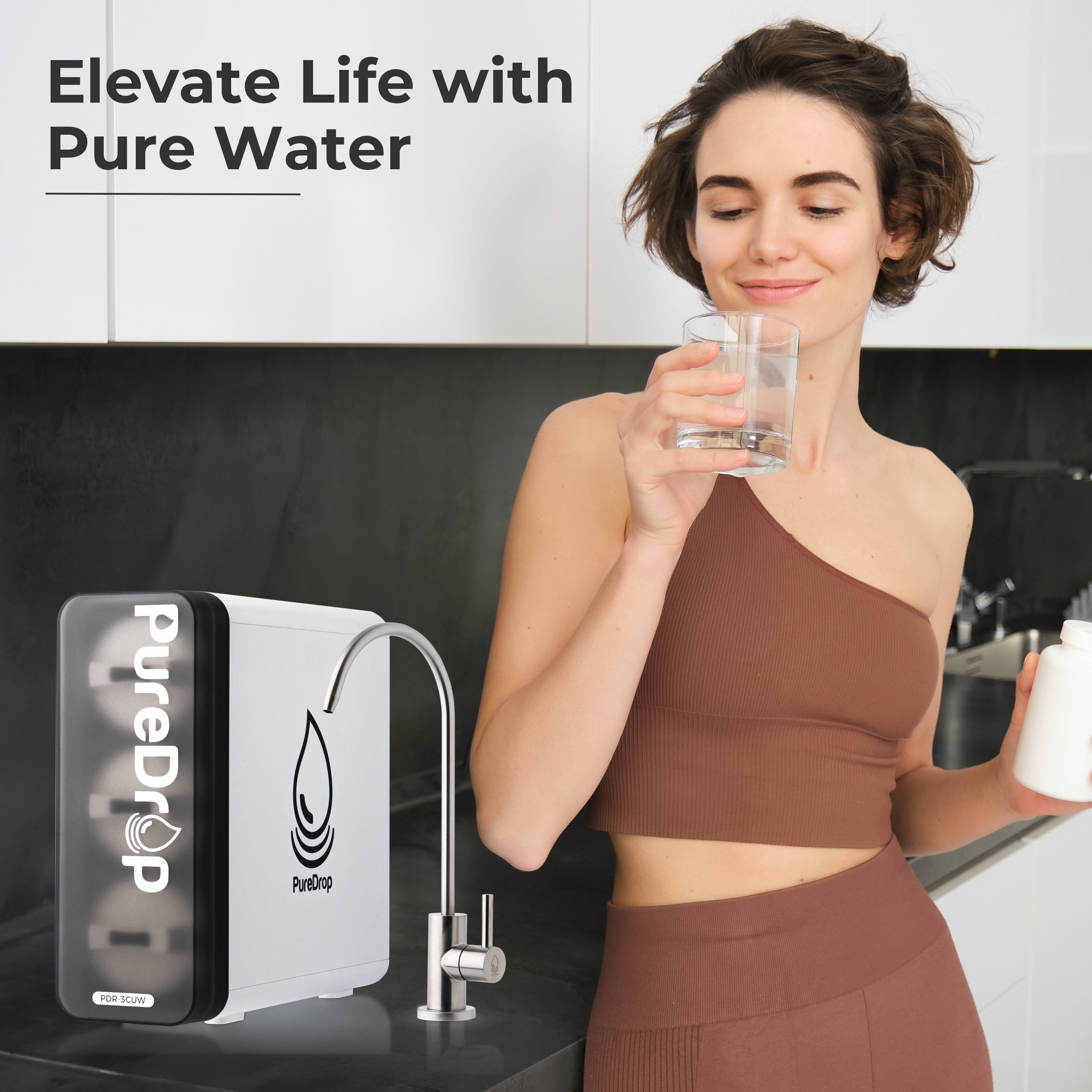 PureDrop PDR-3CUW 0.01μm Ultra-Filtration Under Sink Water Filter System, Tankless 3-Stage Compact Undersink Water Filtration, Removes Chlorine, Bad Taste & Odor, No Waste Water
