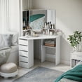 thumbnail image 2 of HOMCOM Corner Vanity Table, Makeup Desk with 3-piece Mirror and 5 Drawers, 2 of 10