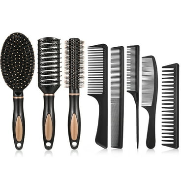 Abaima 8 Pieces Detangling Styling Comb Set, Anti Static Massage Oval Comb, Rat Tail Comb, Wide Tooth Detangling Comb for Women Men Straight, Curly All Hair Types