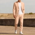 thumbnail image 2 of CHUMUD Mens Linen Suits 2 Piece Button Formal Tuxedo Jacket Suits Pants Set for Wedding Business Prom, 2 of 9