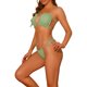 thumbnail image 4 of INSPIRAR CHIC Conjuntos de Bikini de Ropa de Mujer con Volantes y Pliegues, 2 Piezas, Bikini de Corte Alto con Lazo Lateral, Trajes de Baño Talla X-Large Verde Olivino, 4 of 5