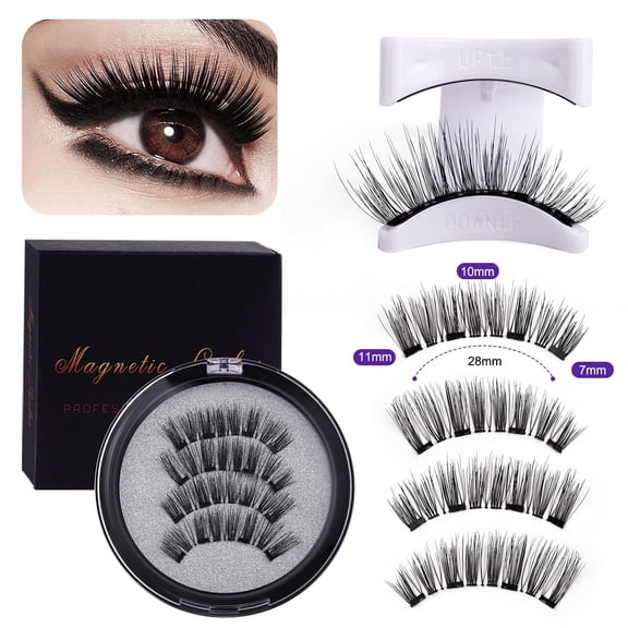 sinkoo 2 Pack 3D Magnetic Eyelashes Natural Look, With Applicator, Glue-Free, Reusable, Easy to Apply, Natural Look，Eyelash Length 9mm Thick Style Eyelash Length 10mm