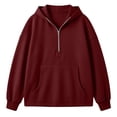 thumbnail image 4 of CHGBMOK Half Zip Hoodies for Women Long Sleeve Drop Shoulder Sweatshirt Loose Casual Pullover with Pocket, 4 of 6