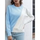 thumbnail image 5 of Camiseta mujer, Suéter de mujer O Cuello Empalme Color Suéteres casuales Tomshoo Aqua/Pequeña, 5 of 7