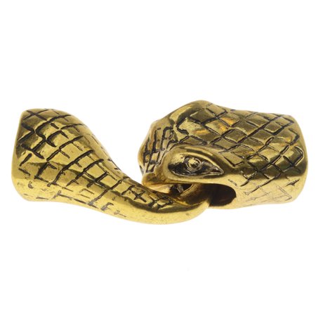 1 Clasp Set Hook and Eye Clasp, Snake Head and Tail Fits 15x10mm Cord 43x17mm, 1 Set, Antiqued Gold Tone ()
