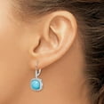 thumbnail image 3 of 14k White Gold Turquoise and Diamond Leverback Earrings, 3 of 4