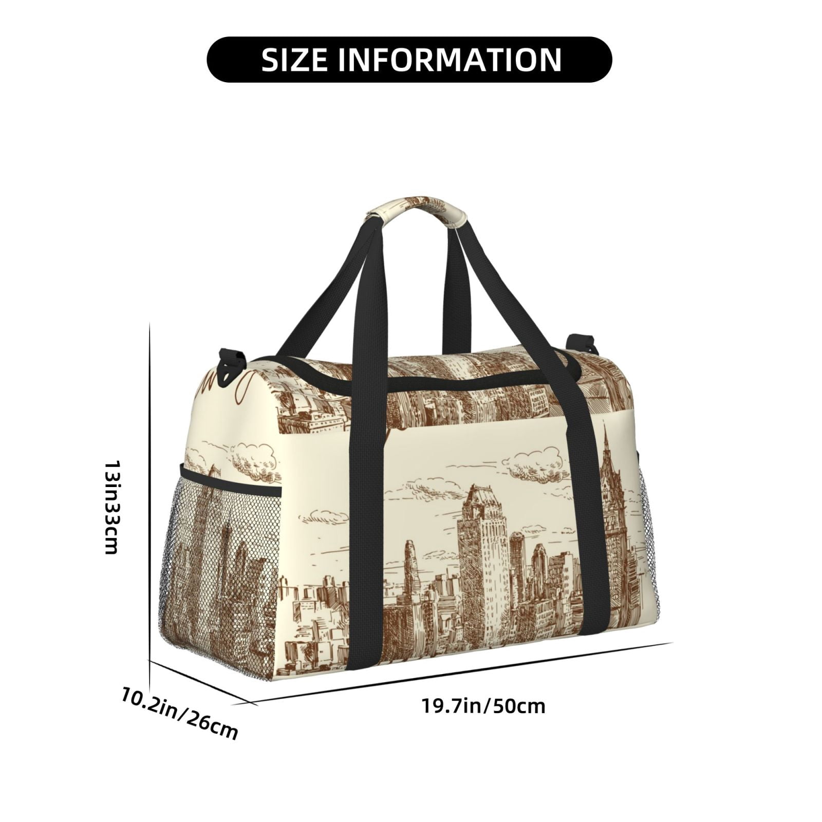 Fuzoiu New York Print Travel Duffle Bag,Carry On Tote Bags,Duffel Bag,Sport Gym Bag, Hospital Bag for Labor and Delivery, Overnight Bag,Luggage Bag