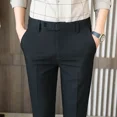 thumbnail image 2 of Pantalones de verano para hombre, pantalones de traje negros rectos para hombre, 9 pantalones cortos, ropa de trabajo, sastrería elegante, ropa clásica, oferta barata hasta 2024, 2 of 5