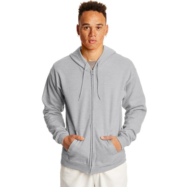Hanes Chandail à Capuchon à Fermeture Éclair Intégrale ComfortBlend EcoSmart pour Hommes, 3TG, Cendre