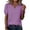 Purple-color, variant on Women's Puff Sleeve Henley Tops V Notch Neck Casual Blouses Solid Color Lightweight Daily Shirts Purple XXL