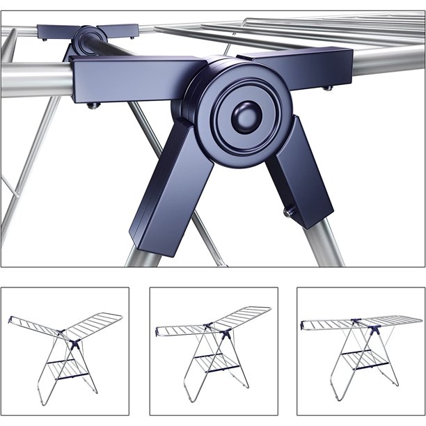 SONGMICS Clothes Drying Rack, with Bonus Sock Clips, Stainless Steel  Gullwing