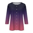 thumbnail image 3 of Nmnitkp Cartigan Light and Comfortable Womens Round Neck 3/4 Sleeve Tops Button Gradient T-Shirts Solid Loose Cute Tunic Tee Blouses, 3 of 7