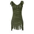 thumbnail image 5 of Western Cowgirl Dress for Women Slim Fit Sleeveless V Neck Ruched Tassel Fringe Midi Dresses Country Concert Dress, 5 of 5