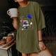 thumbnail image 2 of Moda Mujer Damas Cayó Hombro Mangas Impresión suelta Manga corta Top Pullover Tops Pompotops hfajkhk141451, 2 of 8