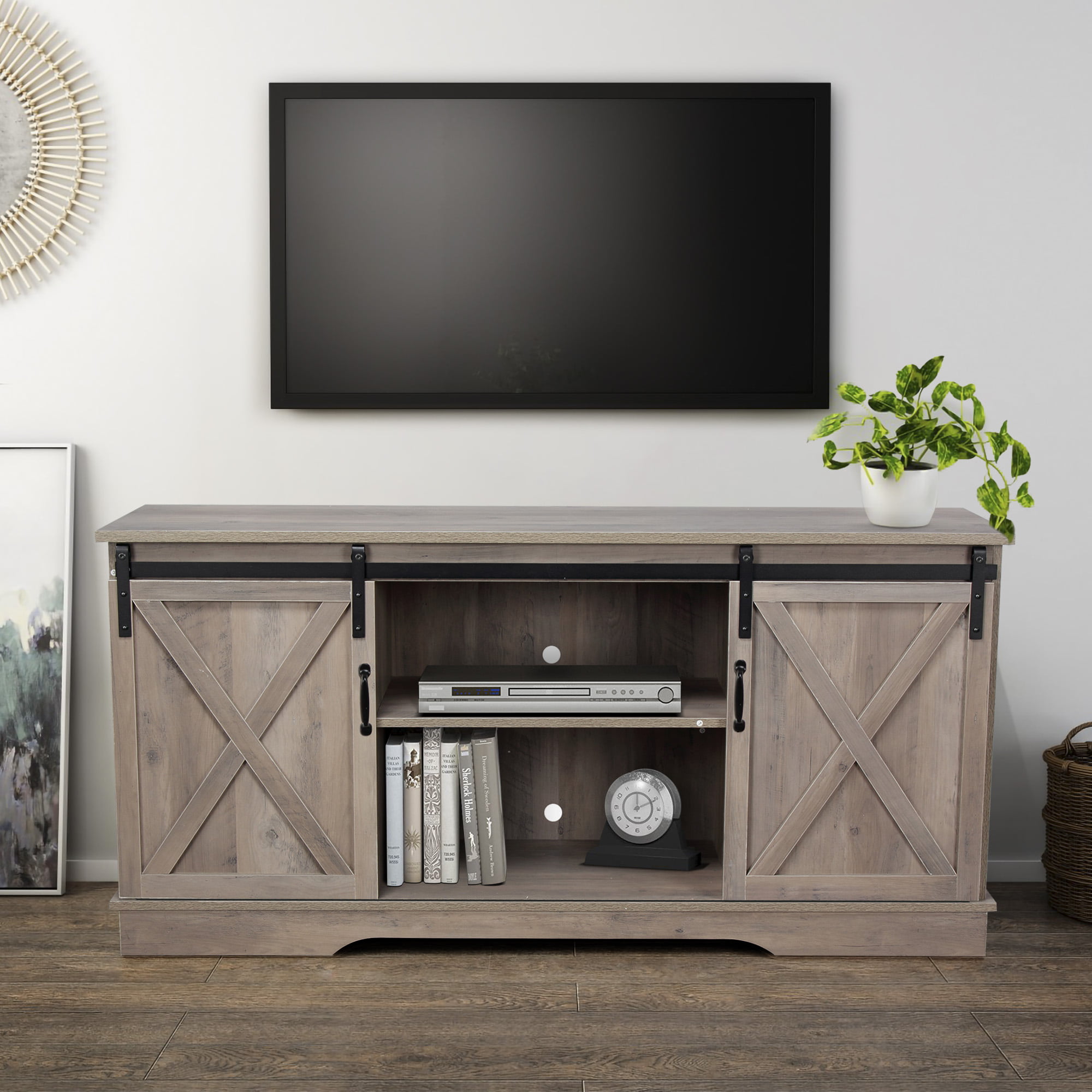 BELLEZE Modern Farmhouse Style 58 Inch TV Stand With ...