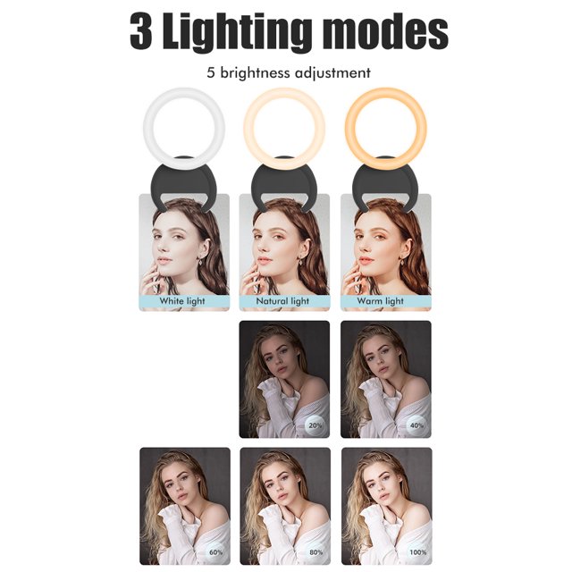 Mini luz de relleno, anillo de luz para selfies, anillo de luz circular para selfies, anillo de luz circular con clip, estándares líderes en la industria