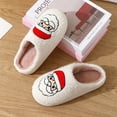 thumbnail image 2 of FASHIONBANANA Women's Slippers Cute Green santa Print Casual Slippers Flat Plush Non-slip Home comfortable Light luxury Slippers.Christmas Gifts For Girls or Girlfriend .Men's Universal Slippers，, 2 of 5